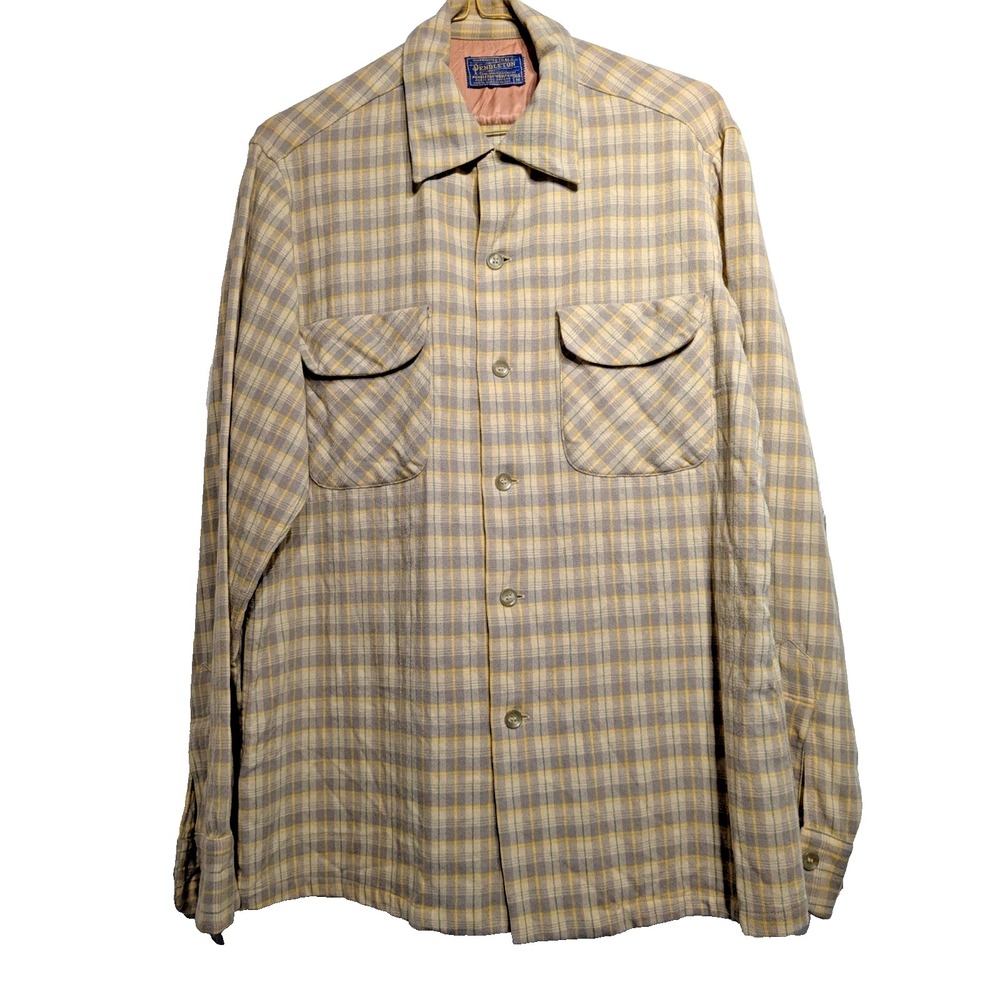VTG Pendleton Wool Board Shirt Pocket Button Mens Sz M Plaid Flannel Pristine!!!